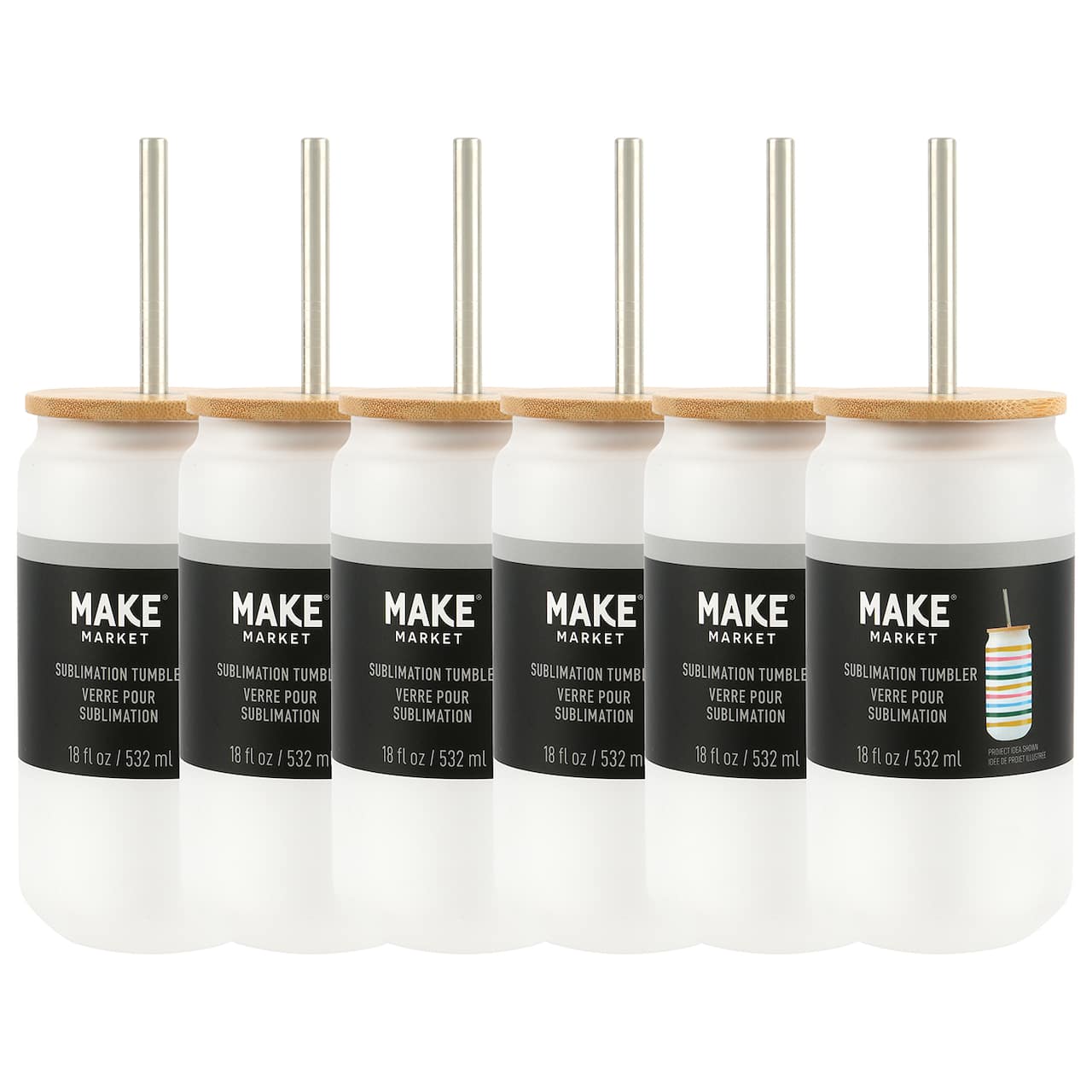 6 Pack: 18oz. Glass Can Sublimation Tumbler by Make Market®